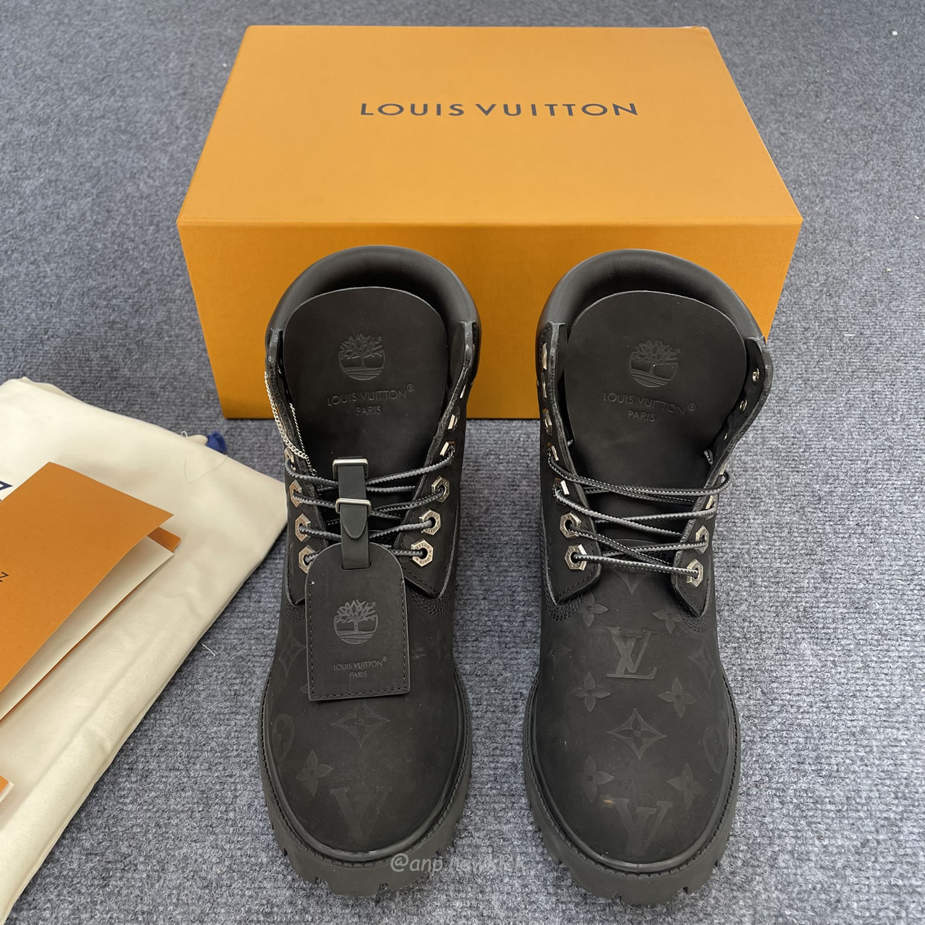 Louis Vuitton Timberland 6 Botín Ankle Boot Black Monogram 1ad73h (3) - www.newkick.vip