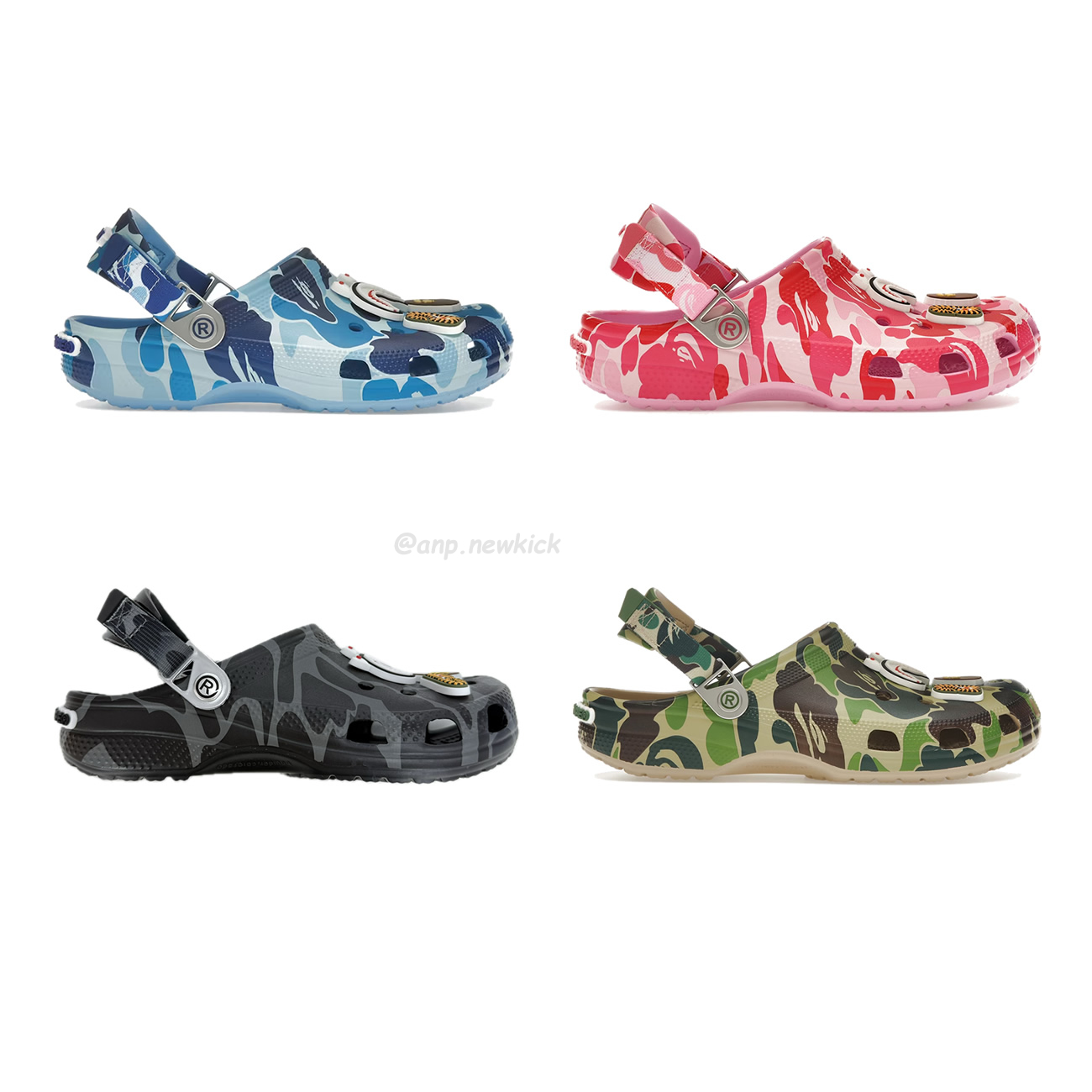 Crocs Classic Clog A Bathing Ape Abc Camo Blue Green Pink Black 209627 4tb (1) - www.newkick.vip