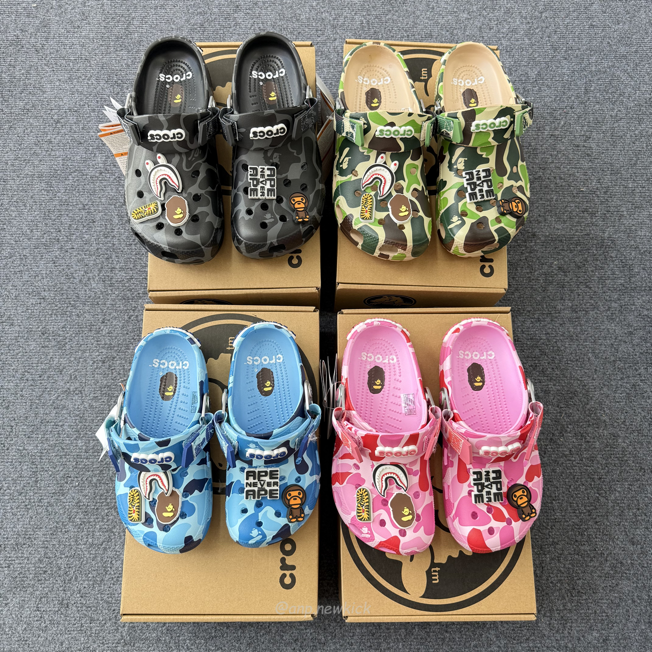 Crocs Classic Clog A Bathing Ape Abc Camo Blue Green Pink Black 209627 4tb (7) - www.newkick.vip