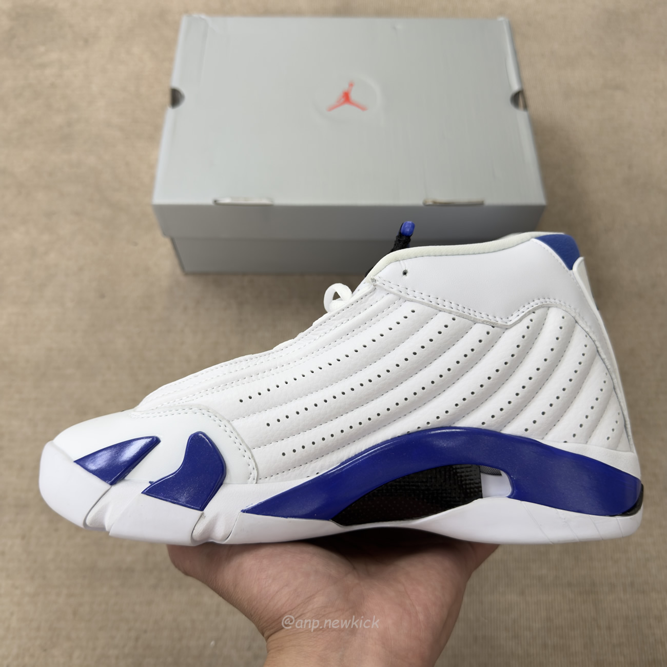 Air Jordan 14 Retro White Hyper Royal 487471 104 (6) - www.newkick.vip
