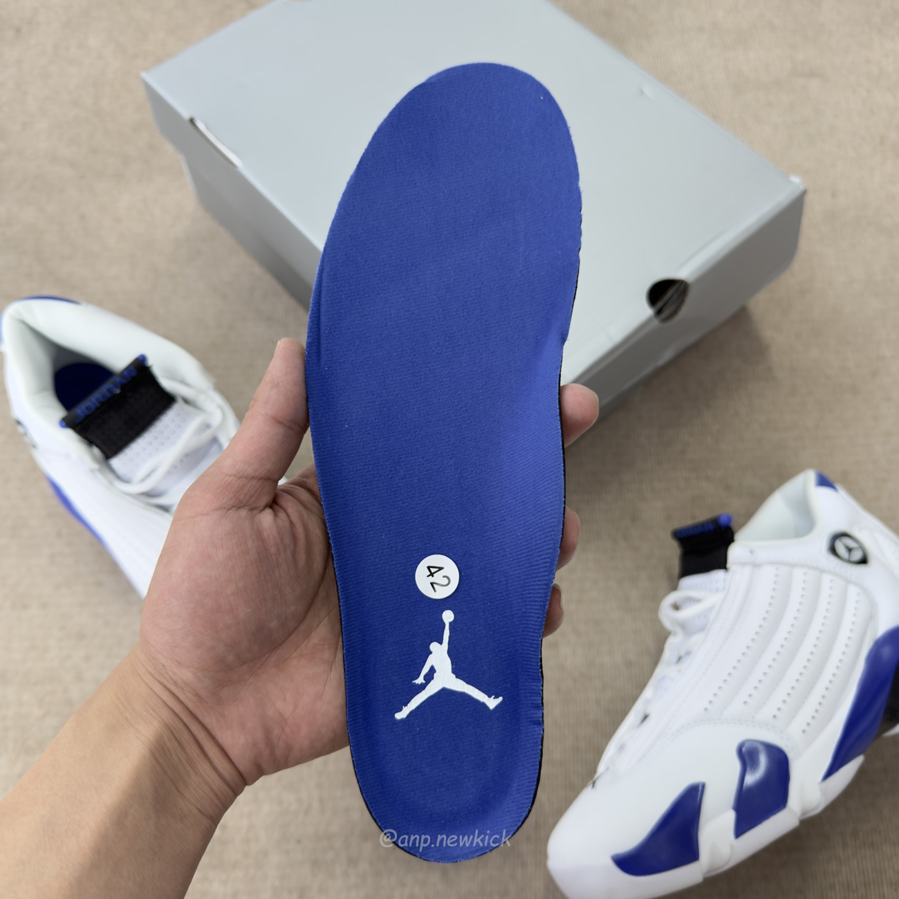Air Jordan 14 Retro White Hyper Royal 487471 104 (9) - www.newkick.vip