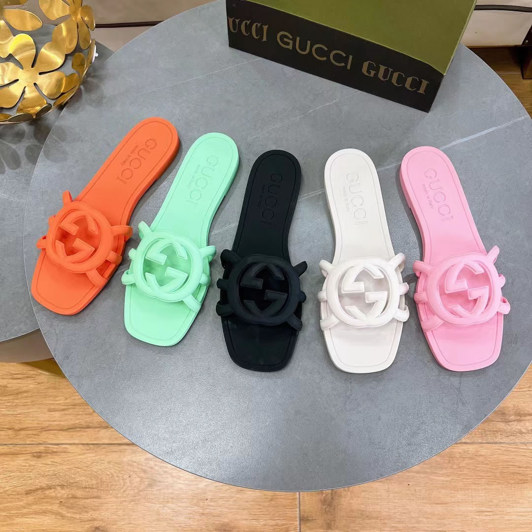 Gucci Interlocking G Flat Bottom Rubber Slipper (8) - www.newkick.vip