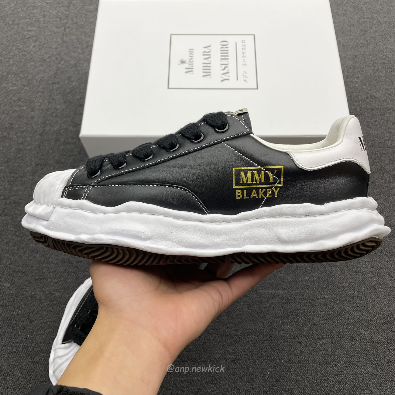 Maison Mihara Yasuhiro Blakey Og Sole Leather Low Black A06fw702 (5) - www.newkick.vip