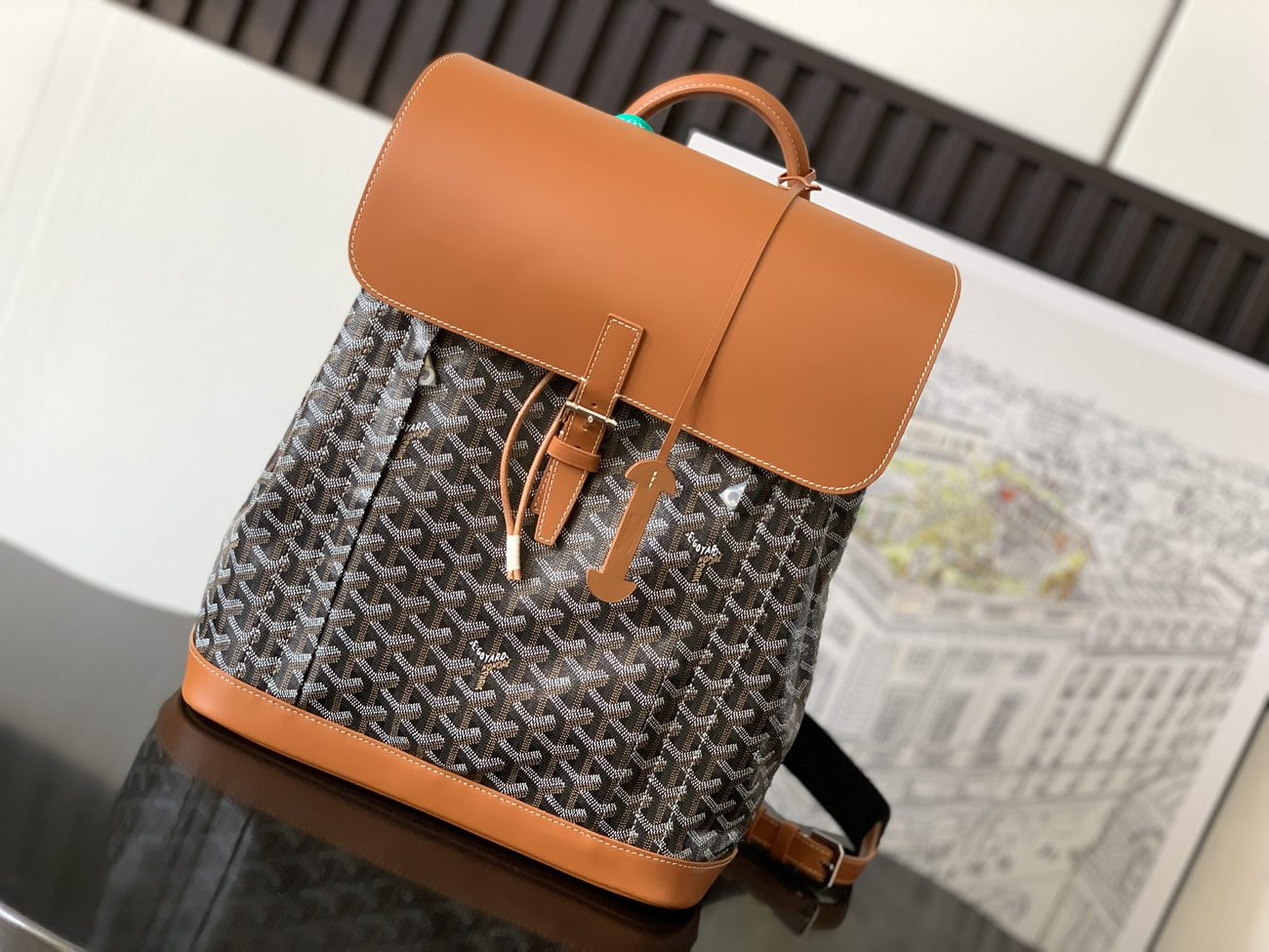 Goyard Artois Alpin Medium Backpack Blacknatural Black Grey Navy Green (12) - www.newkick.vip