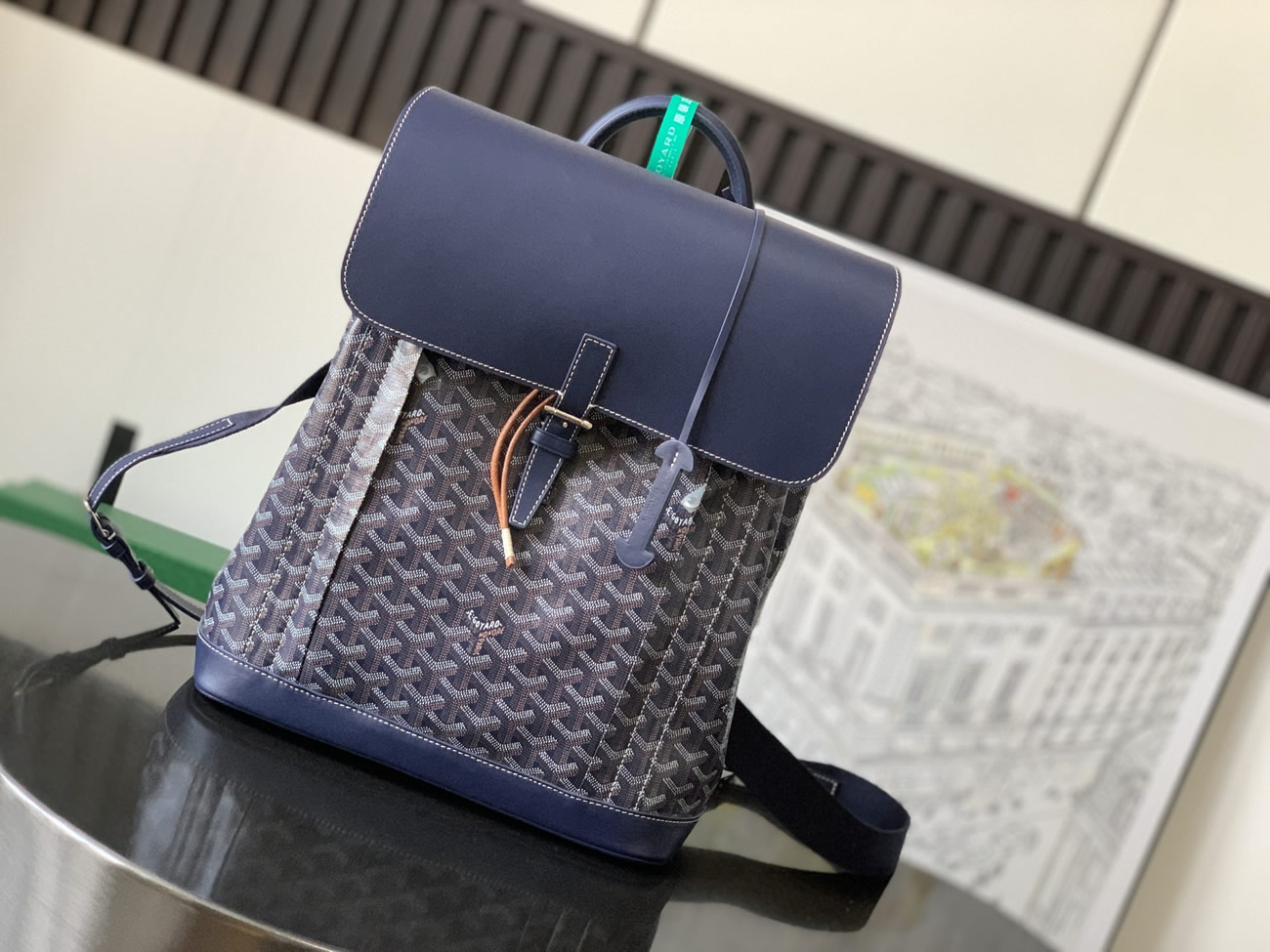 Goyard Artois Alpin Medium Backpack Blacknatural Black Grey Navy Green (2) - www.newkick.vip