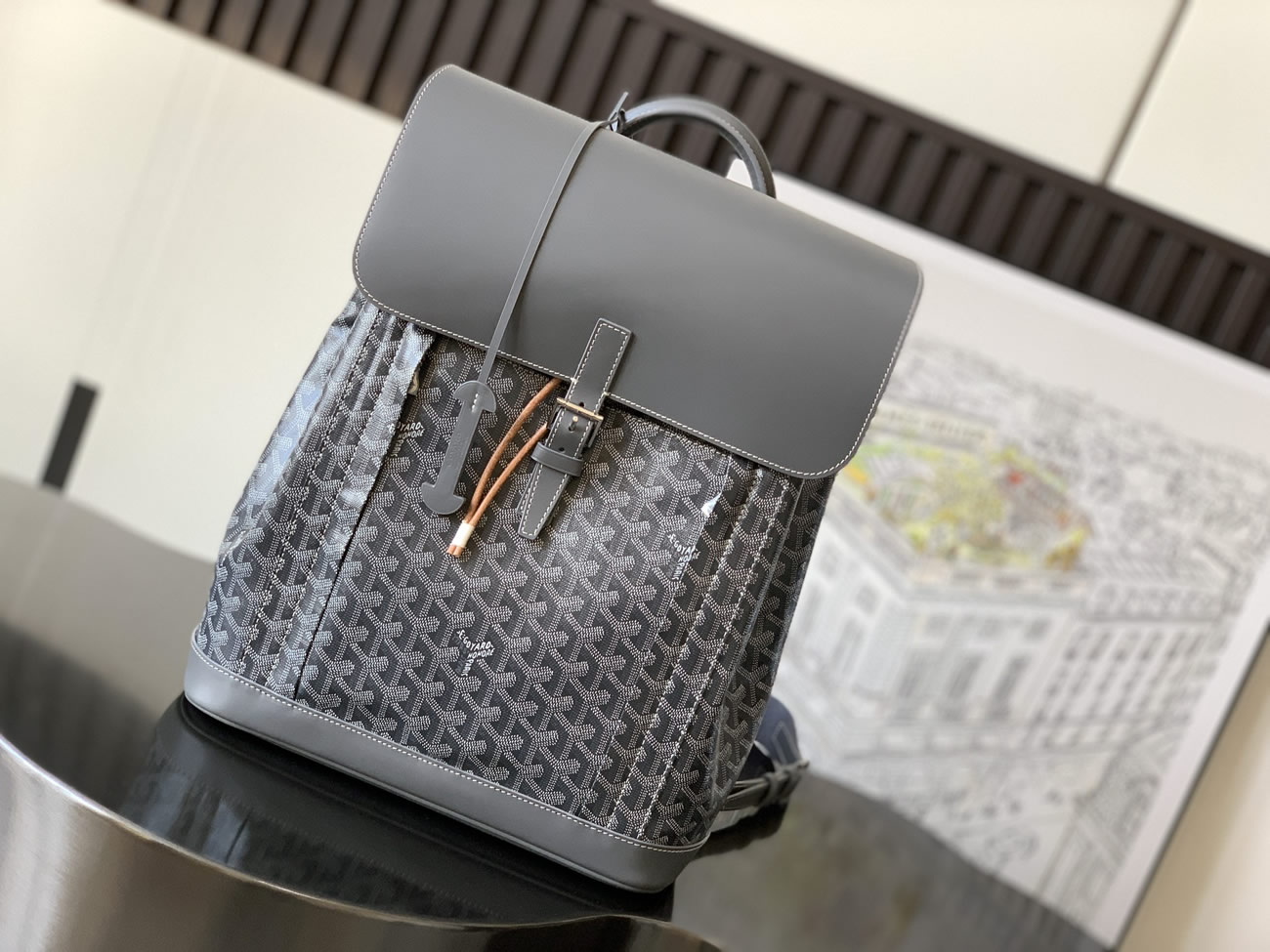 Goyard Artois Alpin Medium Backpack Blacknatural Black Grey Navy Green (4) - www.newkick.vip