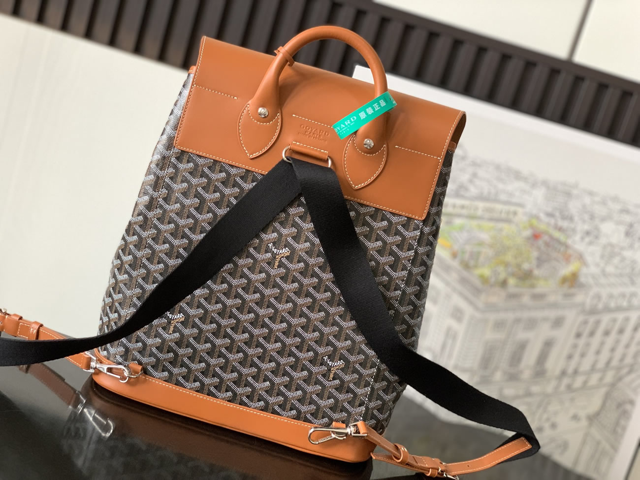 Goyard Artois Alpin Medium Backpack Blacknatural Black Grey Navy Green (13) - www.newkick.vip