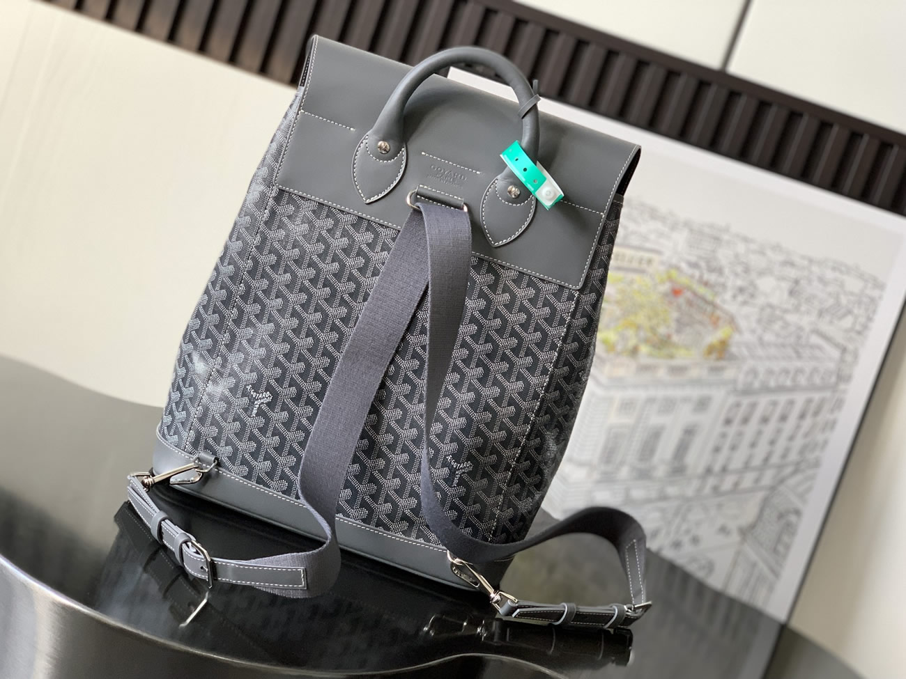 Goyard Artois Alpin Medium Backpack Blacknatural Black Grey Navy Green (5) - www.newkick.vip