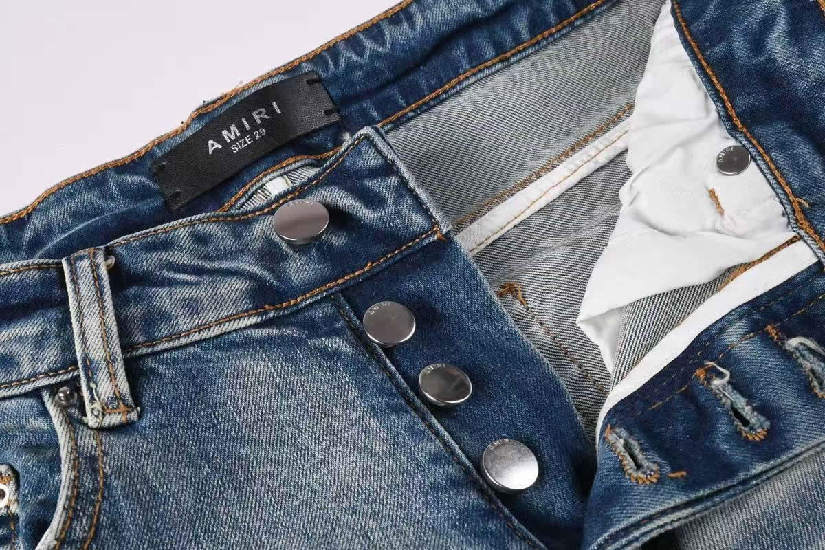 Amiris Jeans Men Fashion Patch Repair Low Rise Skinny Denim (3) - www.newkick.vip