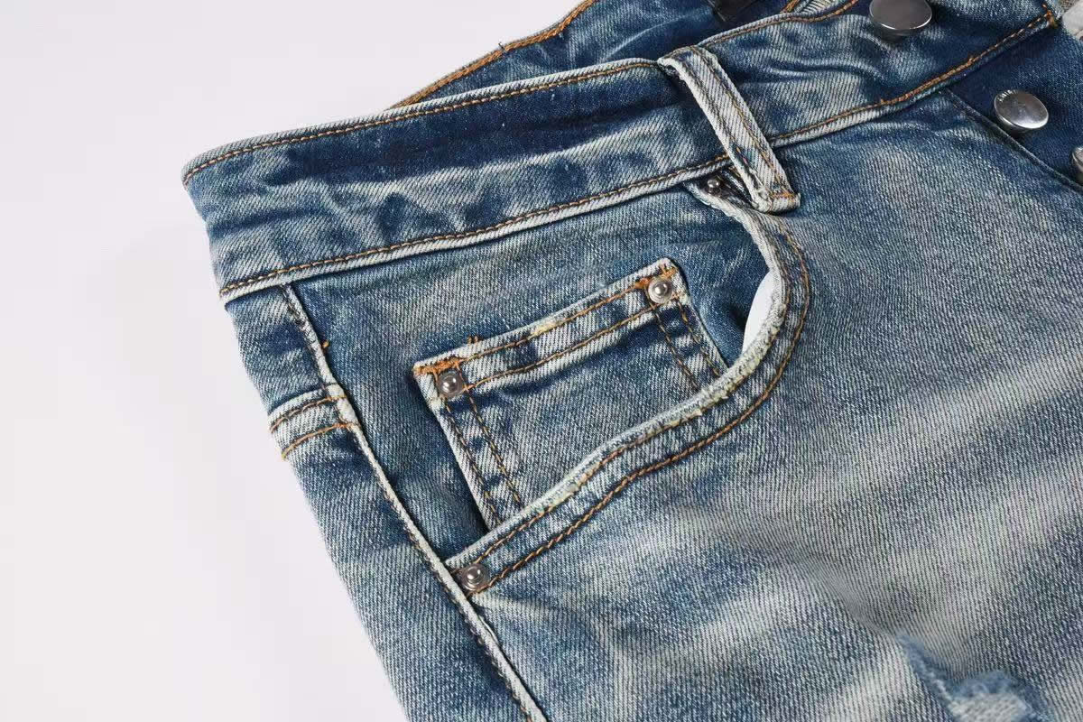 Amiris Jeans Men Fashion Patch Repair Low Rise Skinny Denim (4) - www.newkick.vip