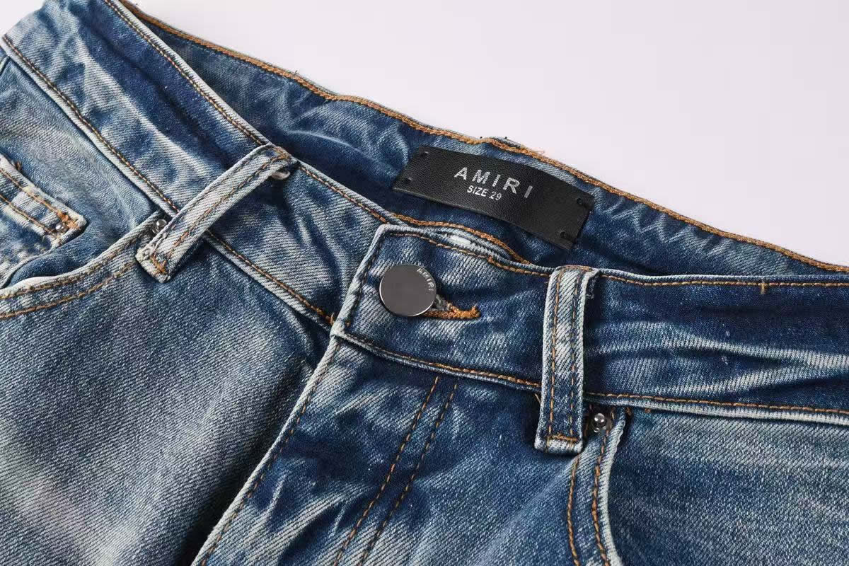 Amiris Jeans Men Fashion Patch Repair Low Rise Skinny Denim (5) - www.newkick.vip