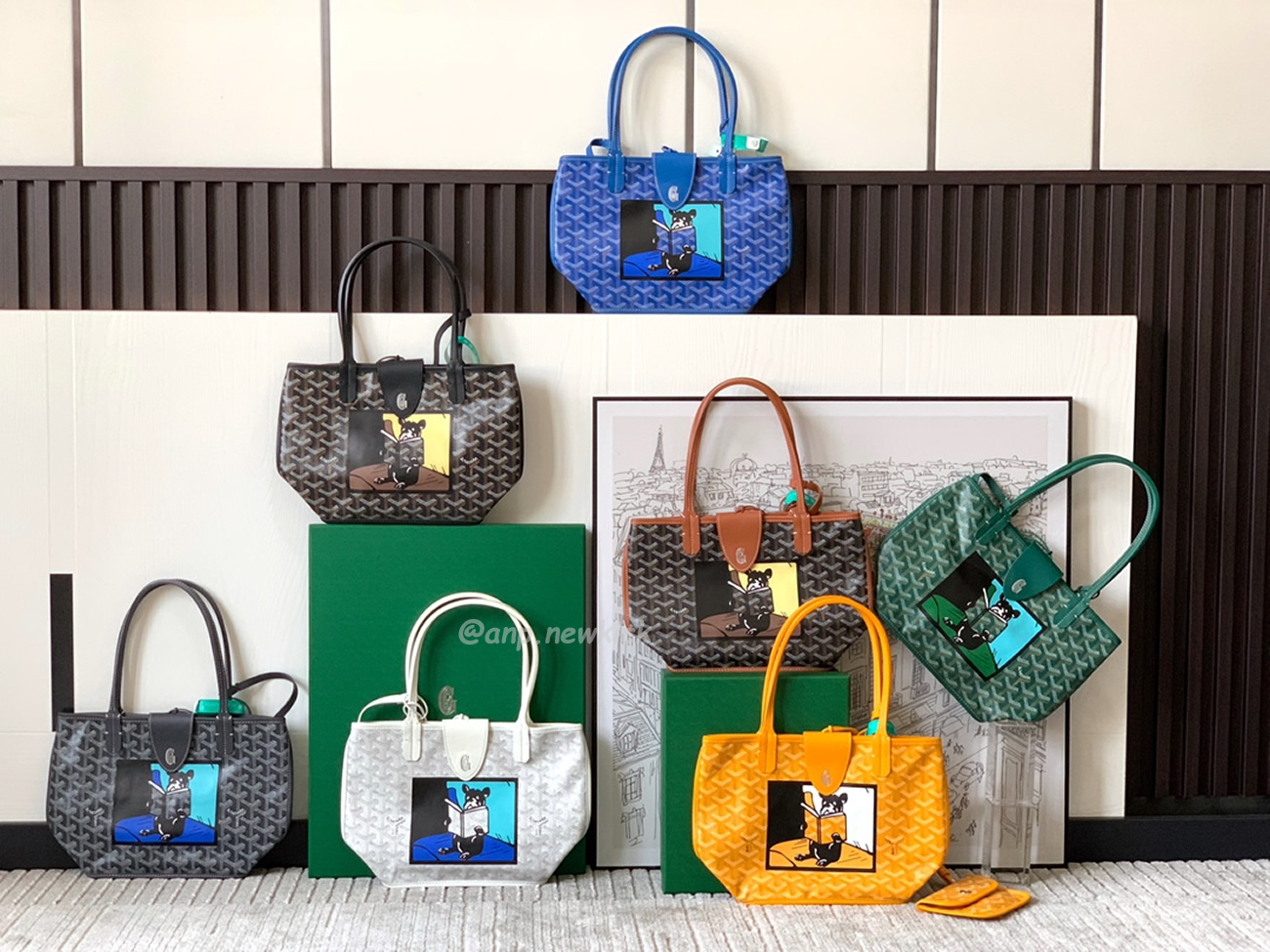 Goyard Anjou Mini Tote Bag Blacknatural Black Grey Navy White Green Yellow (1) - www.newkick.vip