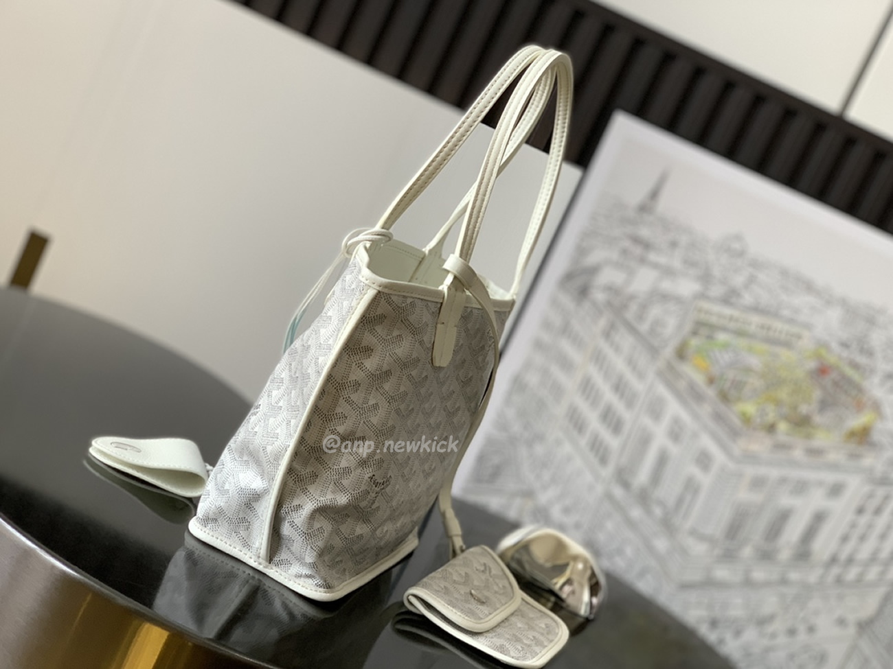 Goyard Anjou Mini Tote Bag Blacknatural Black Grey Navy White Green Yellow (13) - www.newkick.vip