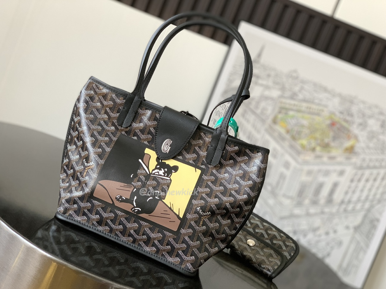 Goyard Anjou Mini Tote Bag Blacknatural Black Grey Navy White Green Yellow (2) - www.newkick.vip