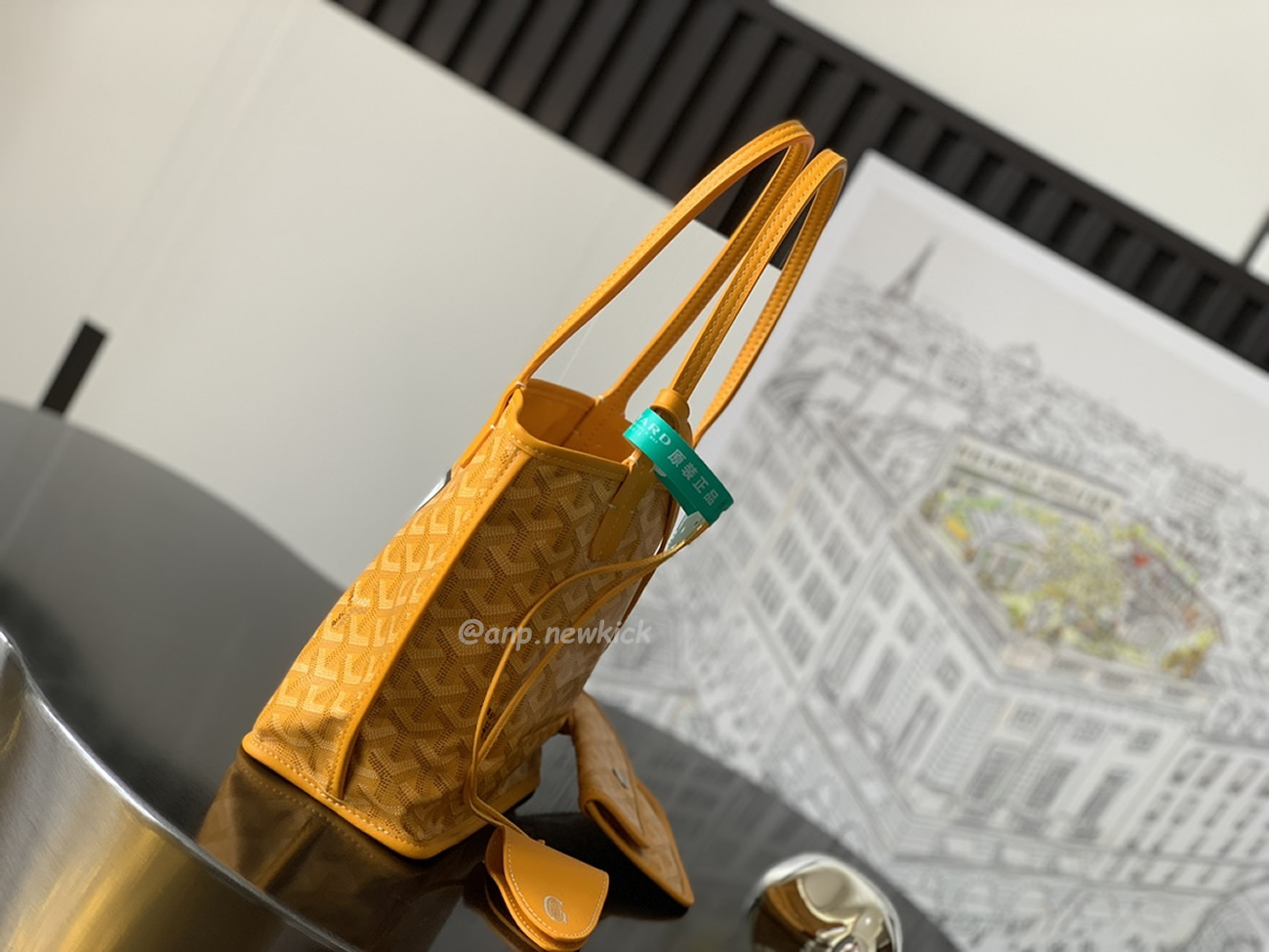 Goyard Anjou Mini Tote Bag Blacknatural Black Grey Navy White Green Yellow (22) - www.newkick.vip