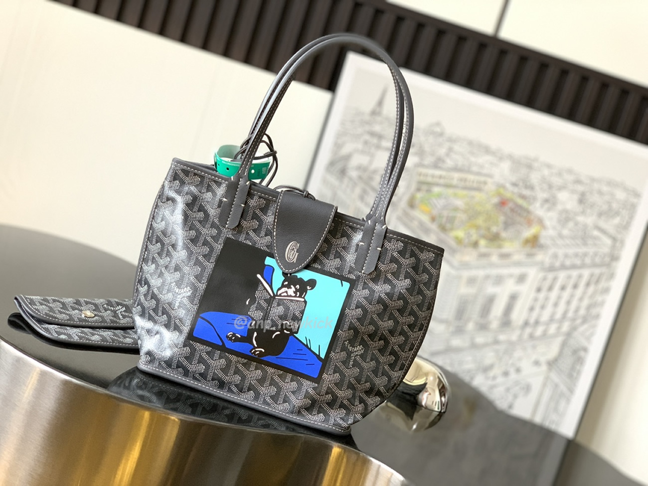 Goyard Anjou Mini Tote Bag Blacknatural Black Grey Navy White Green Yellow (3) - www.newkick.vip