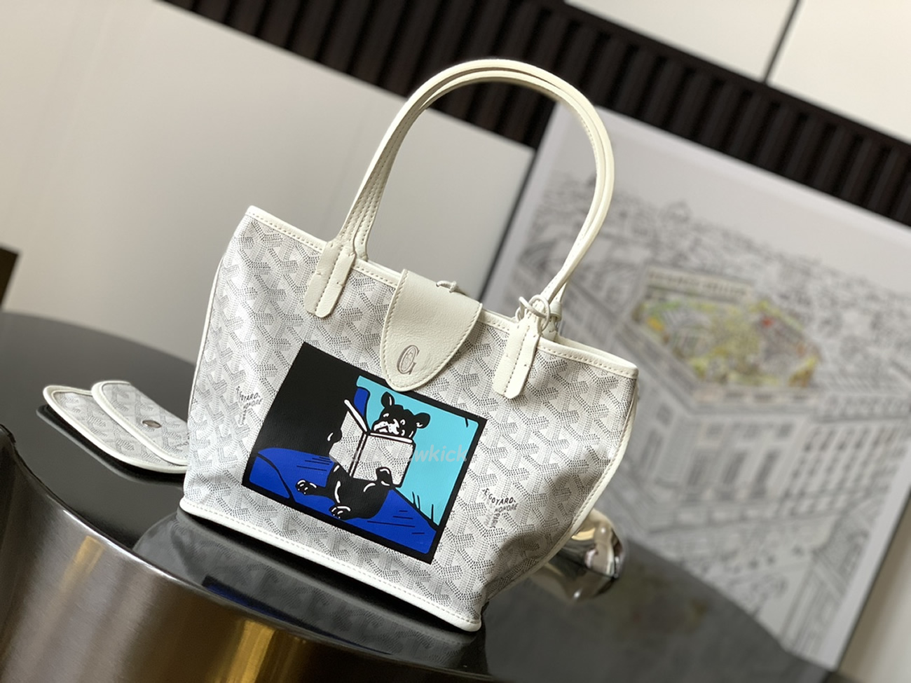 Goyard Anjou Mini Tote Bag Blacknatural Black Grey Navy White Green Yellow (5) - www.newkick.vip