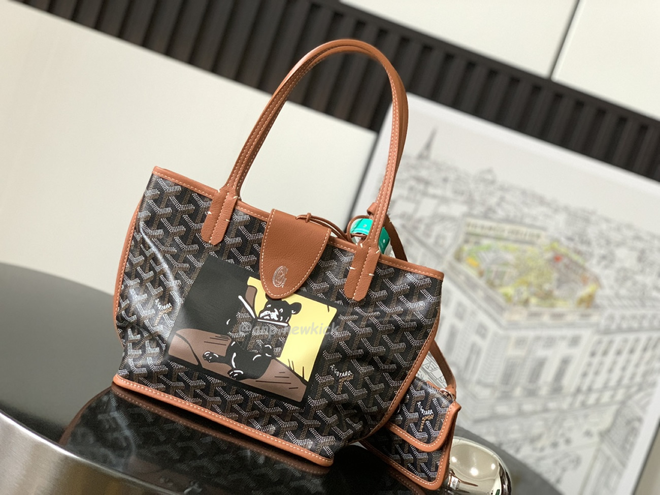 Goyard Anjou Mini Tote Bag Blacknatural Black Grey Navy White Green Yellow (6) - www.newkick.vip