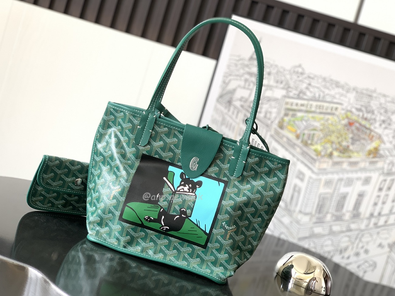Goyard Anjou Mini Tote Bag Blacknatural Black Grey Navy White Green Yellow (7) - www.newkick.vip