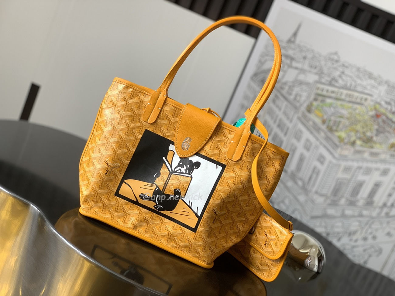 Goyard Anjou Mini Tote Bag Blacknatural Black Grey Navy White Green Yellow (8) - www.newkick.vip