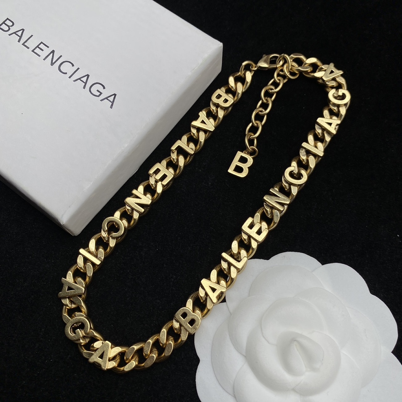 Balenciaga Logo Text Chain Necklace Bal203587 (10) - www.newkick.vip
