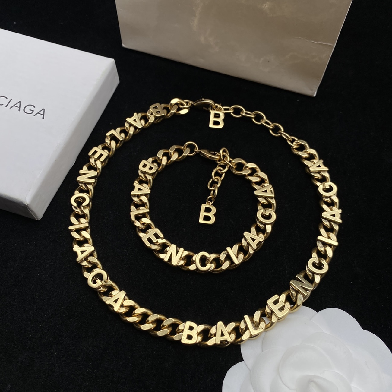 Balenciaga Logo Text Chain Necklace Bal203587 (6) - www.newkick.vip