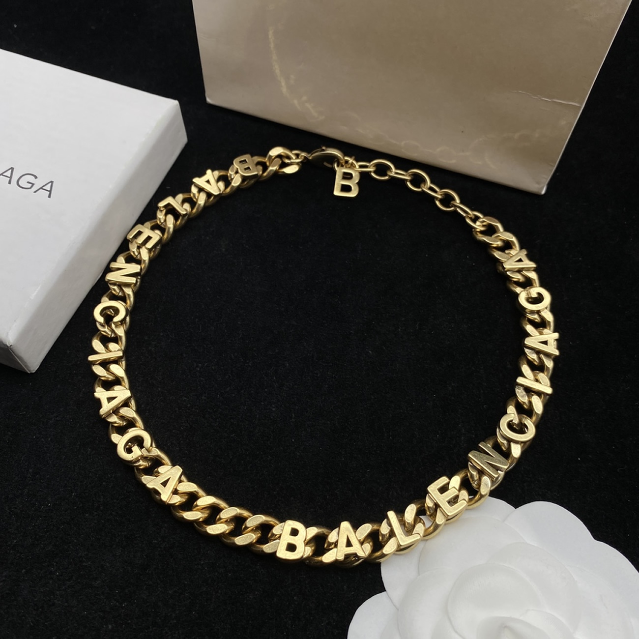 Balenciaga Logo Text Chain Necklace Bal203587 (7) - www.newkick.vip