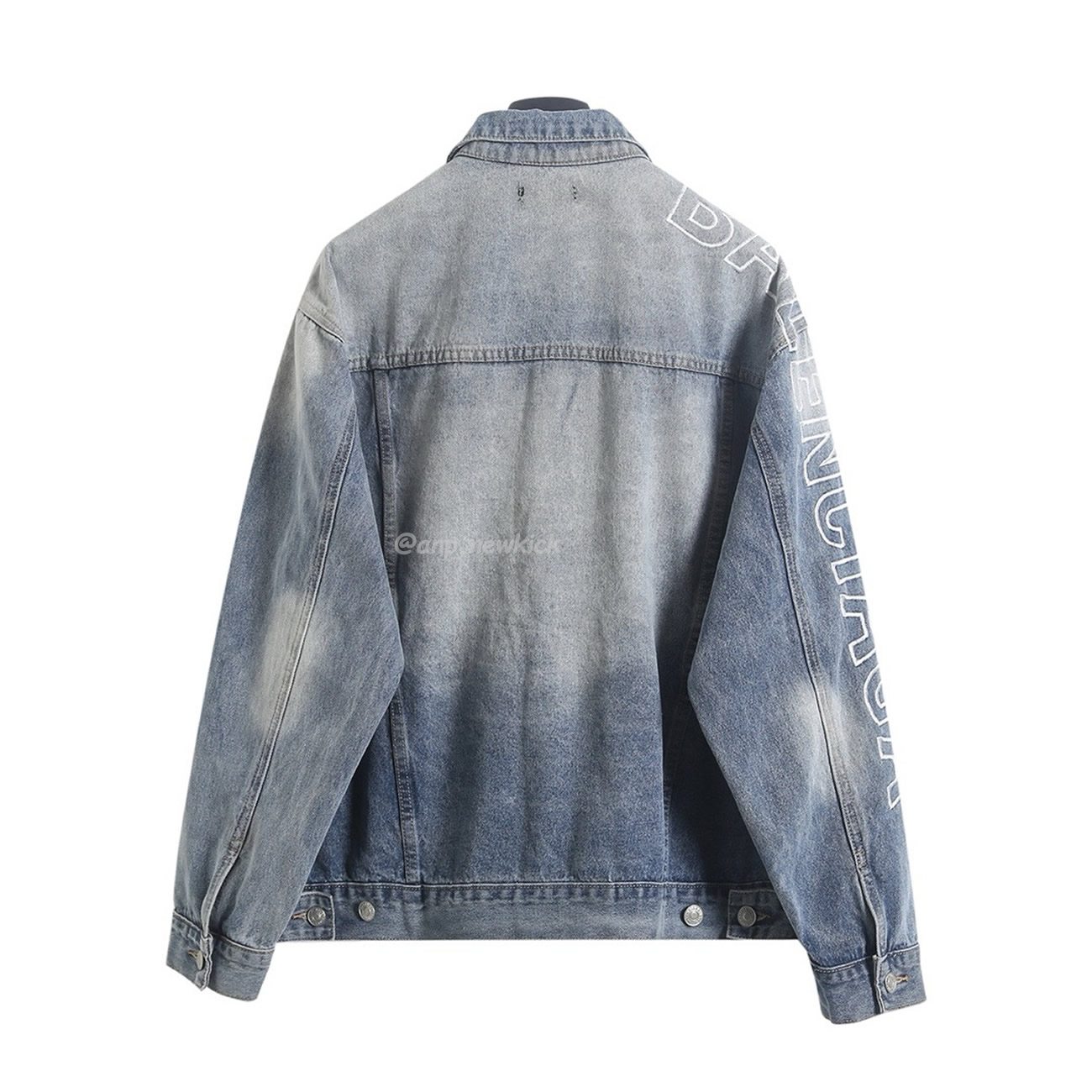 Balenciaga Logo Embroidered Denim Jacket Blue (4) - www.newkick.vip