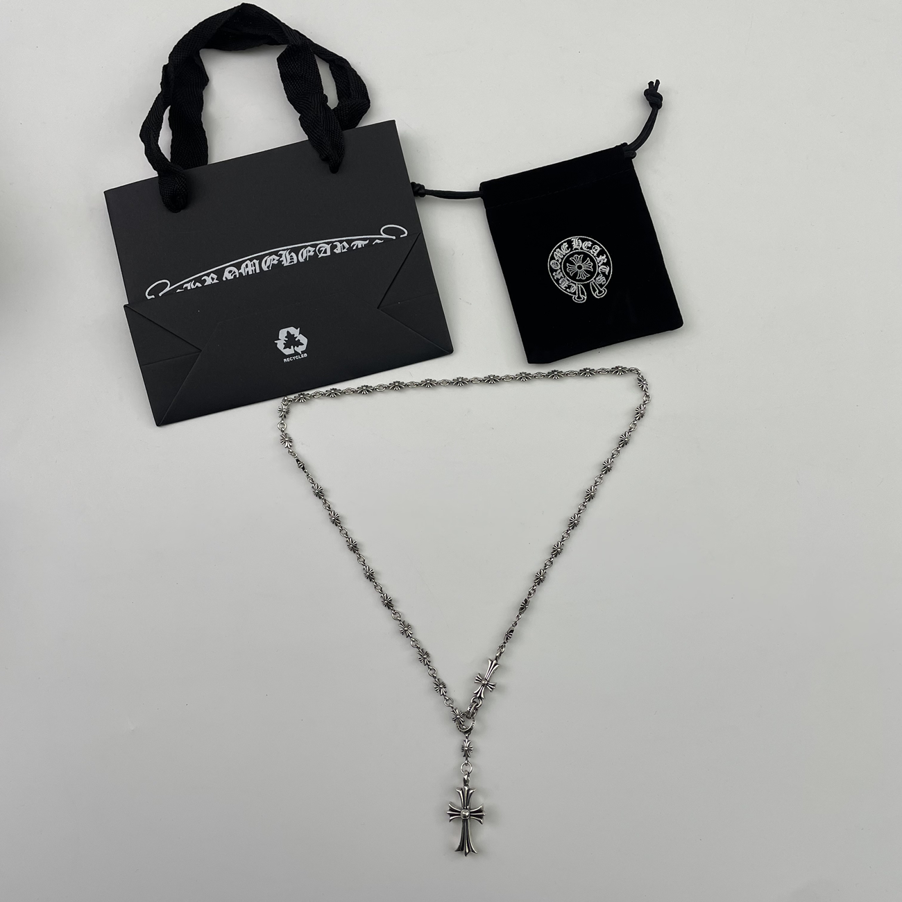 Chrome Hearts Pearl Silver Cross Flower Letter Ball Bracelet (6) - www.newkick.vip