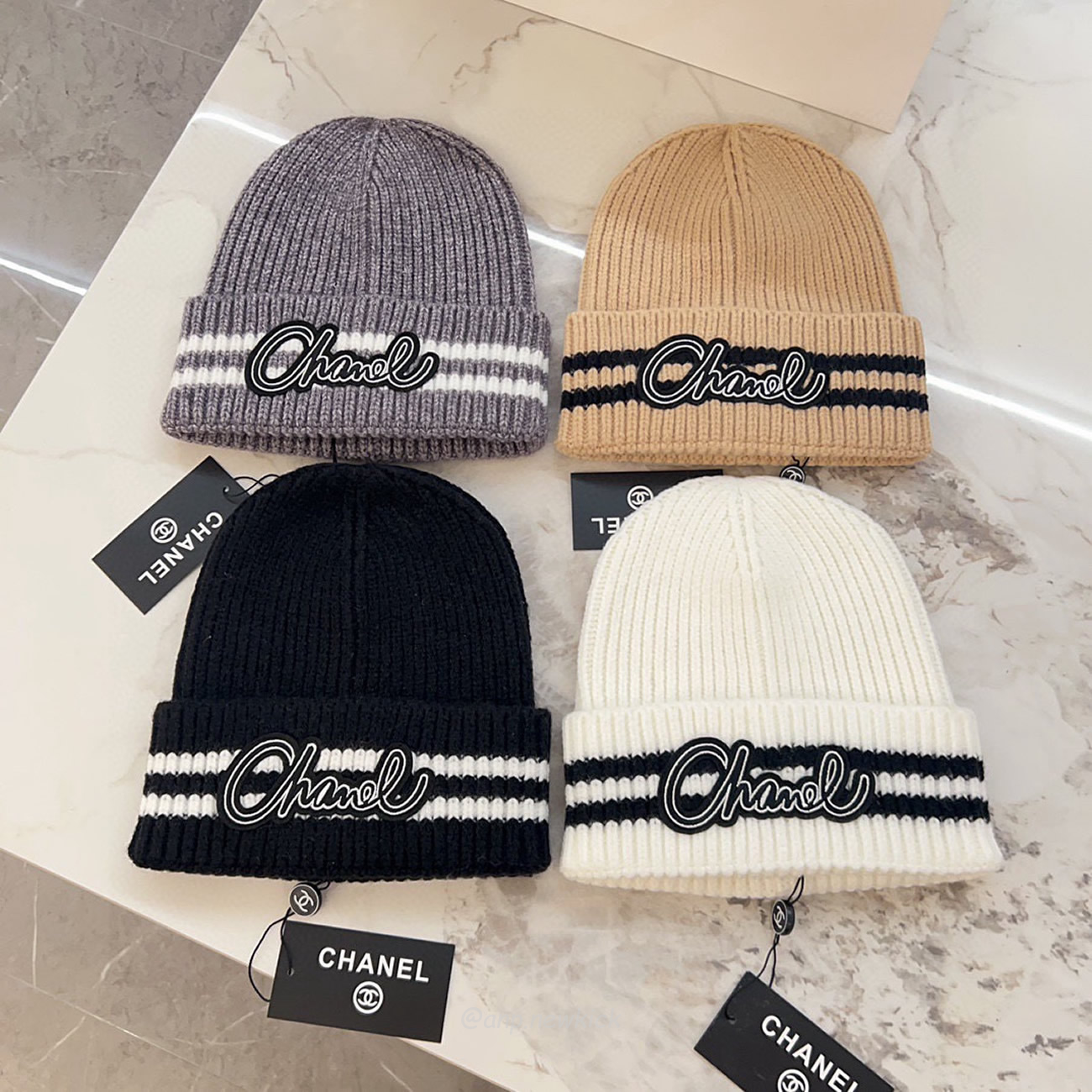 Chanel Knitted Cold Hat White Black Gray Brown (6) - www.newkick.vip Chanel Knitted Cold Hat White Black Gray Brown (6) - www.newkick.vip