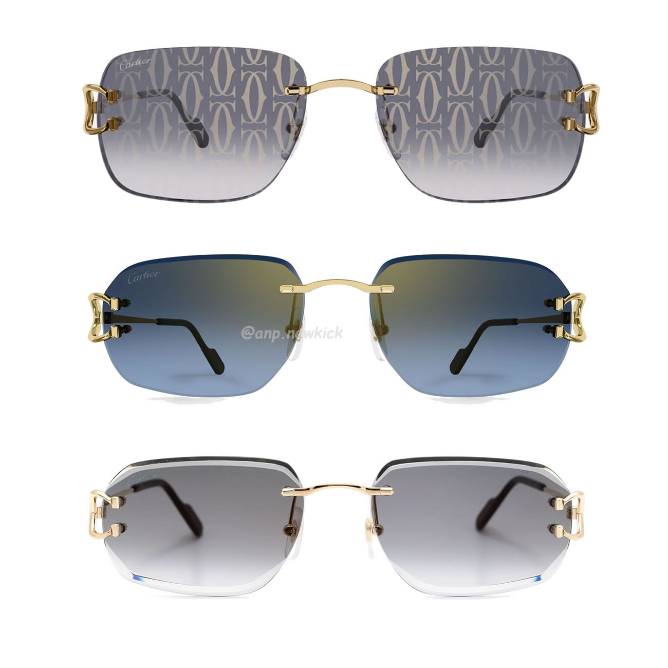 Cartier Eyewear Rimless Rectangle Frame Sunglasses (1) - www.newkick.vip