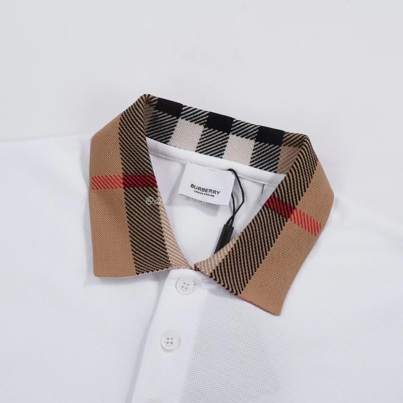 Burberry Polo Shirt Checkered White Black (9) - www.newkick.vip