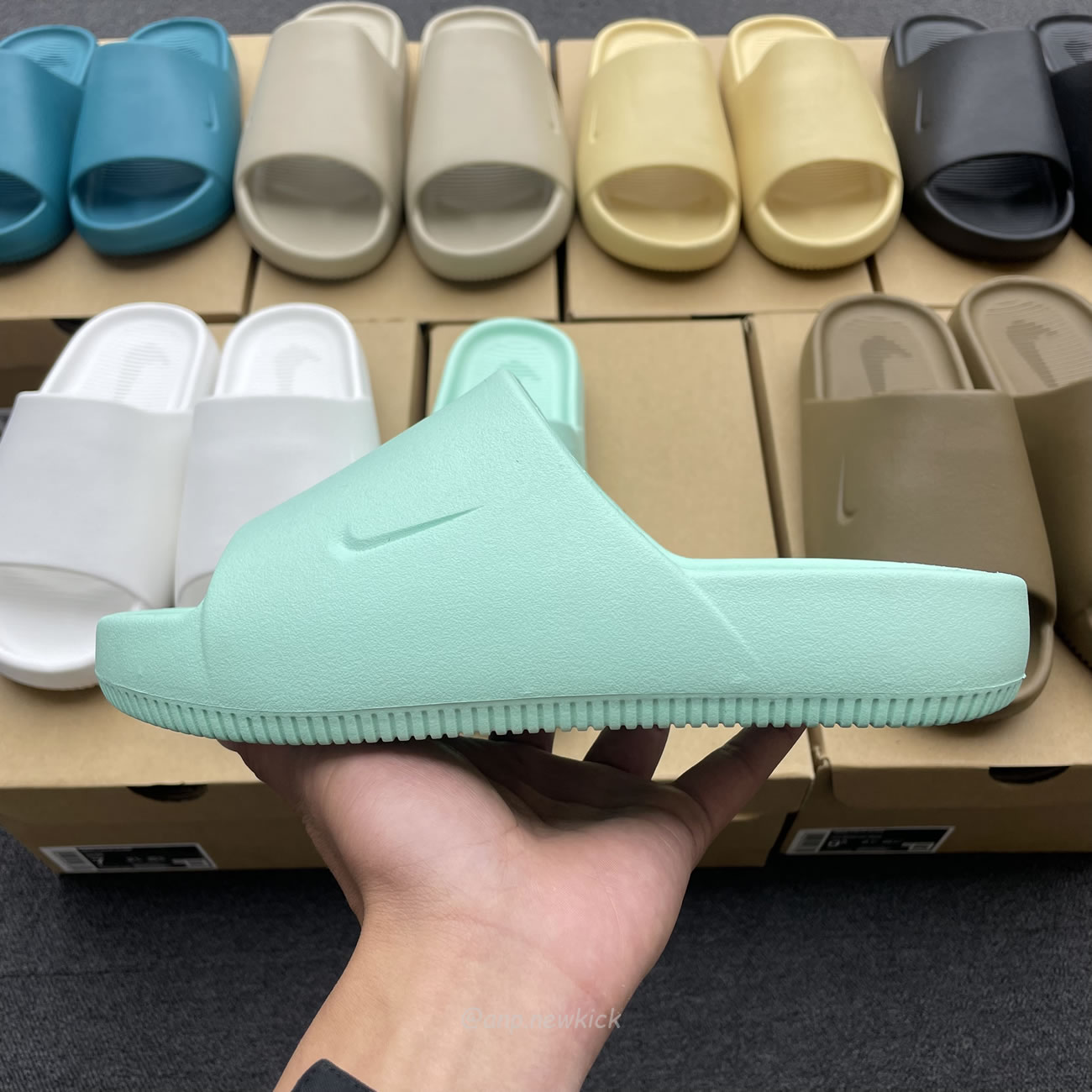 Nike Calm Slide Jade Ice Black Sesame Geode Teal White Brown Dx4816 300 (12) - www.newkick.vip