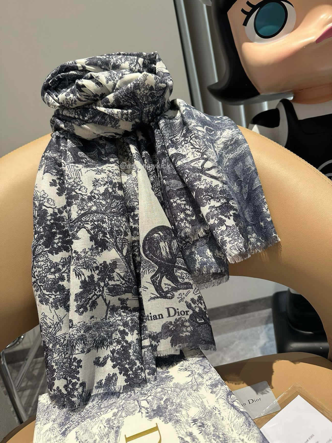 Dior Printed Shawl Cashmere Fabrics Sauvage Ruyi Print 140x180cm (11) - www.newkick.vip