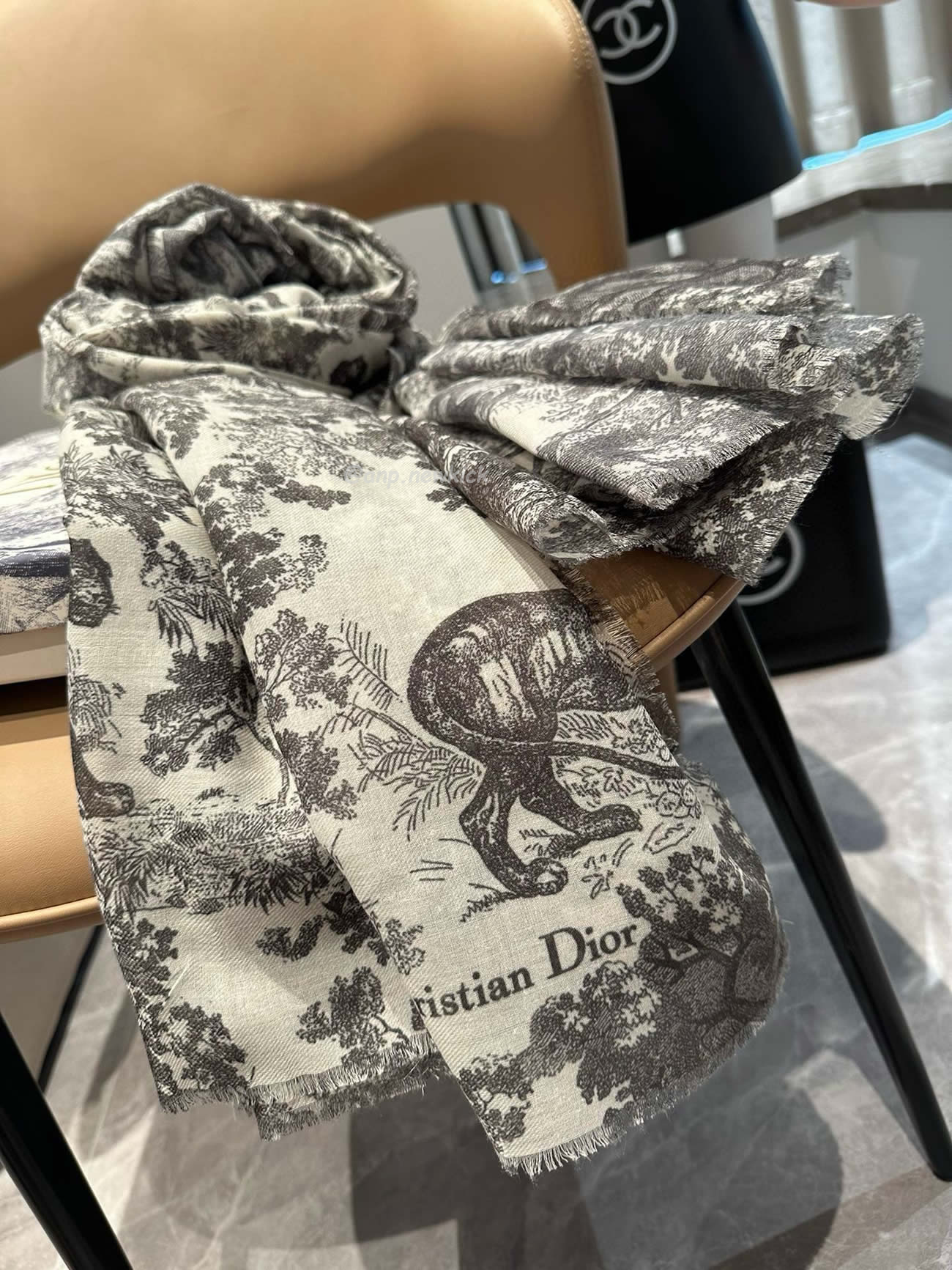 Dior Printed Shawl Cashmere Fabrics Sauvage Ruyi Print 140x180cm (15) - www.newkick.vip