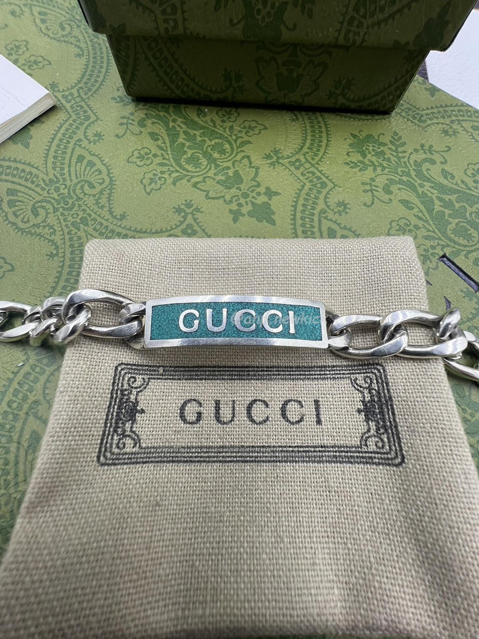 Gucci Enamel Logo Blue Silver Bracelet Guc169645 (3) - www.newkick.vip
