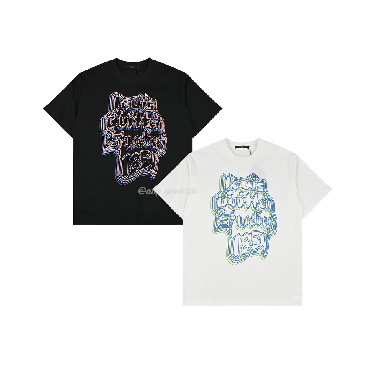 Louis Vuitton Geometric Curve Neon Printed Short Sleeved T Shirt (1) - www.newkick.vip