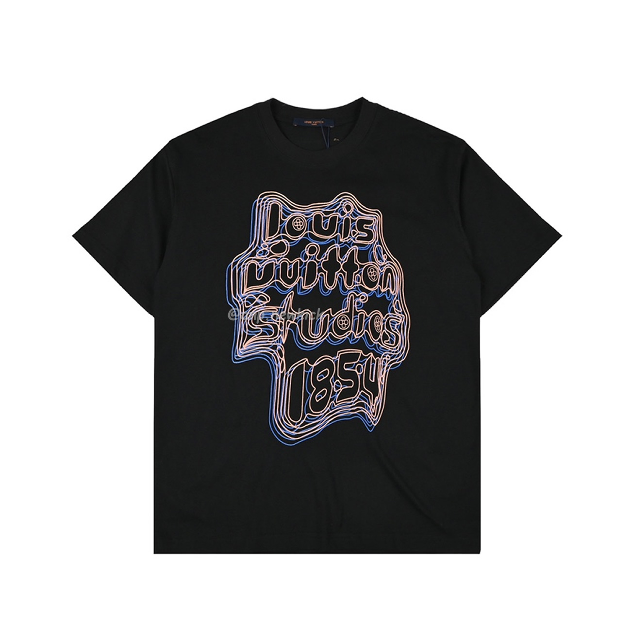 Louis Vuitton Geometric Curve Neon Printed Short Sleeved T Shirt (3) - www.newkick.vip