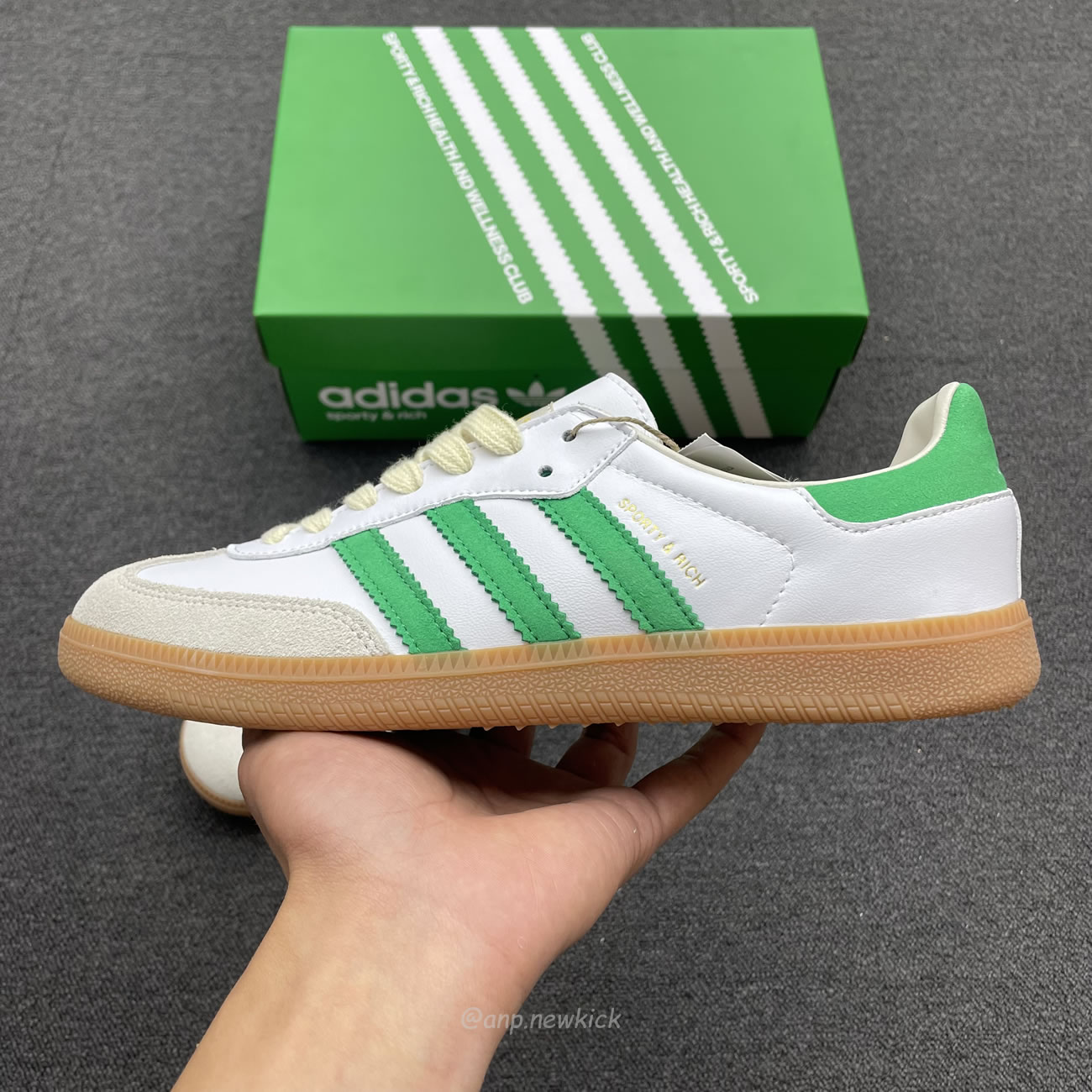 Adidas Samba Og Sporty Rich White Green Hq6075 (8) - www.newkick.vip