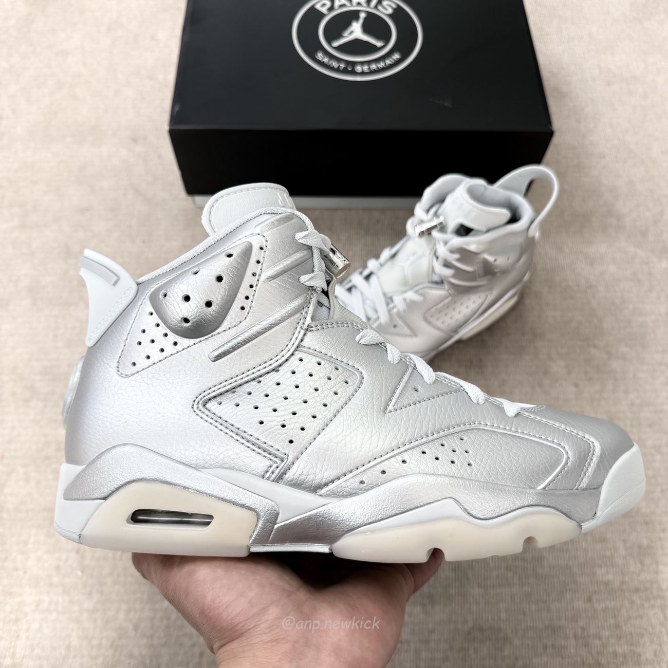 Air Jordan 6 Retro Psg Paris Saint Germain Silver Iq5135 001 (8) - www.newkick.vip
