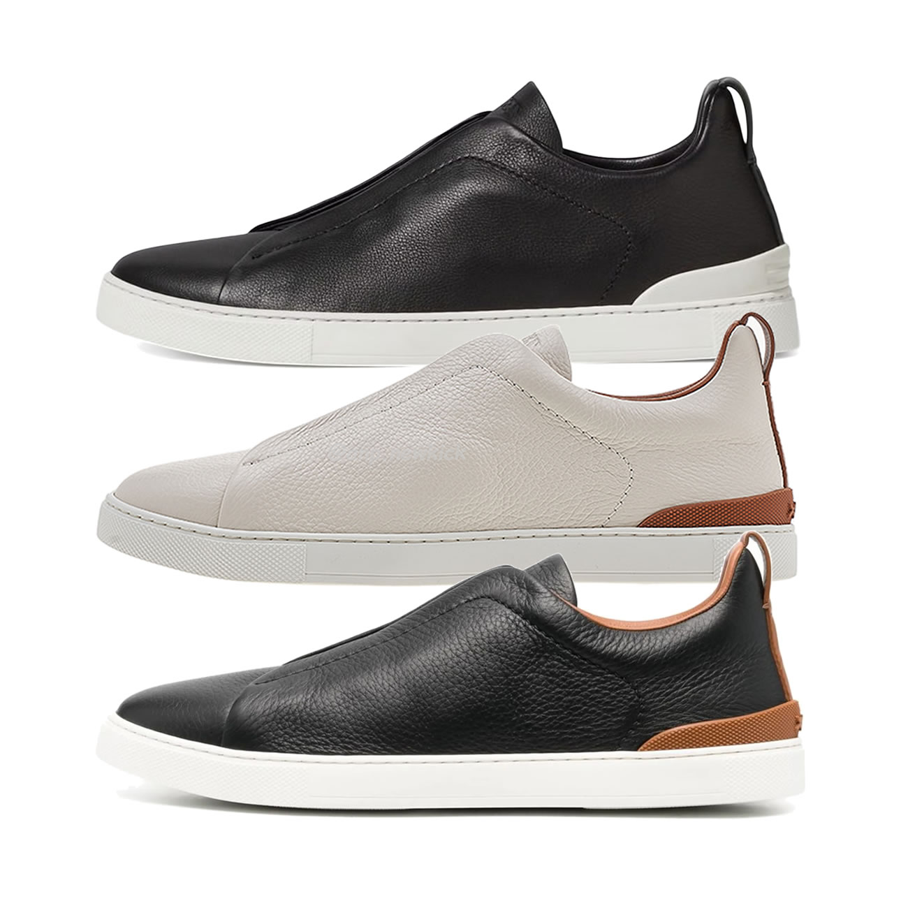 Zegna Deerskin Triple Stitch Off White Brown Black Lhota 25207z Ner (1) - www.newkick.vip