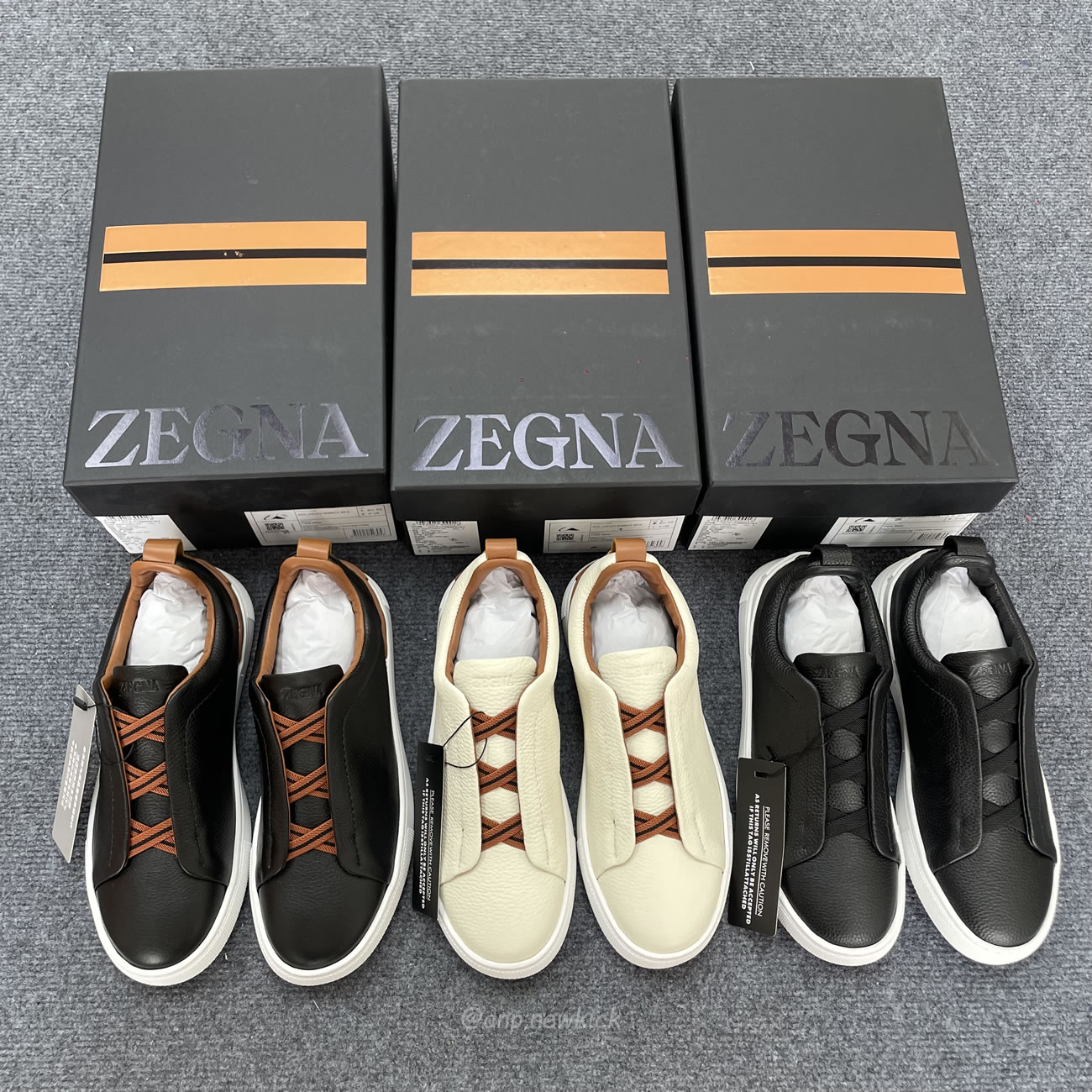 Zegna Deerskin Triple Stitch Off White Brown Black Lhota 25207z Ner (5) - www.newkick.vip