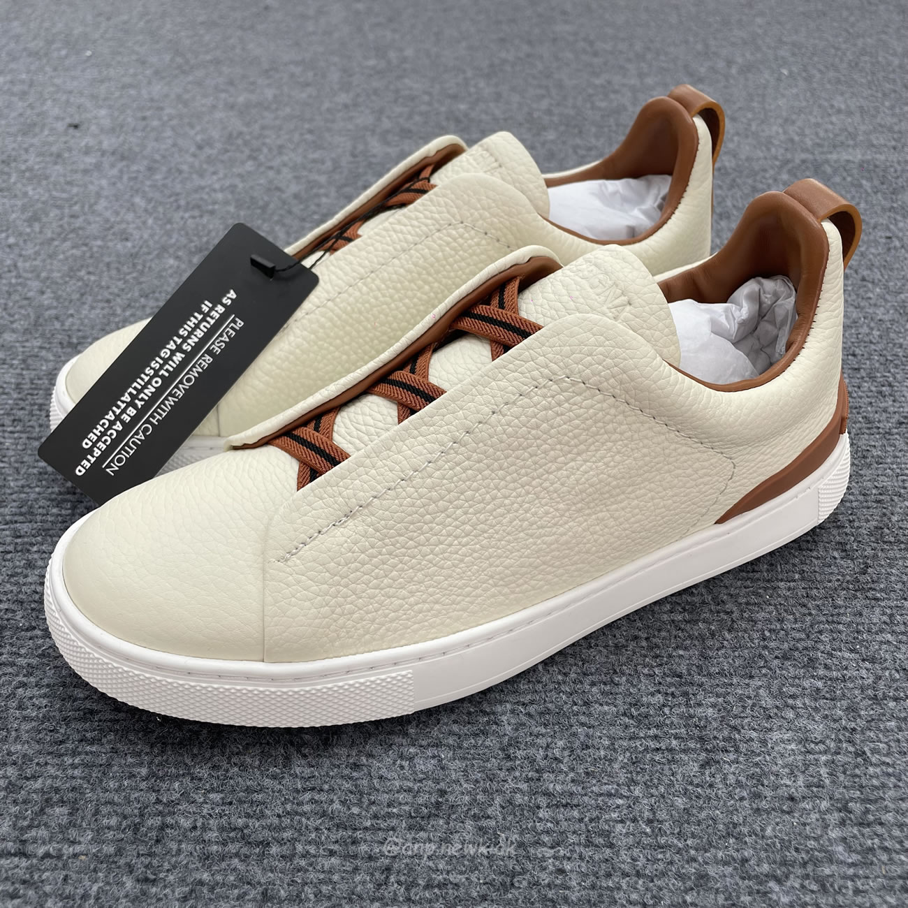 Zegna Deerskin Triple Stitch Off White Brown Black Lhota 25207z Ner (9) - www.newkick.vip