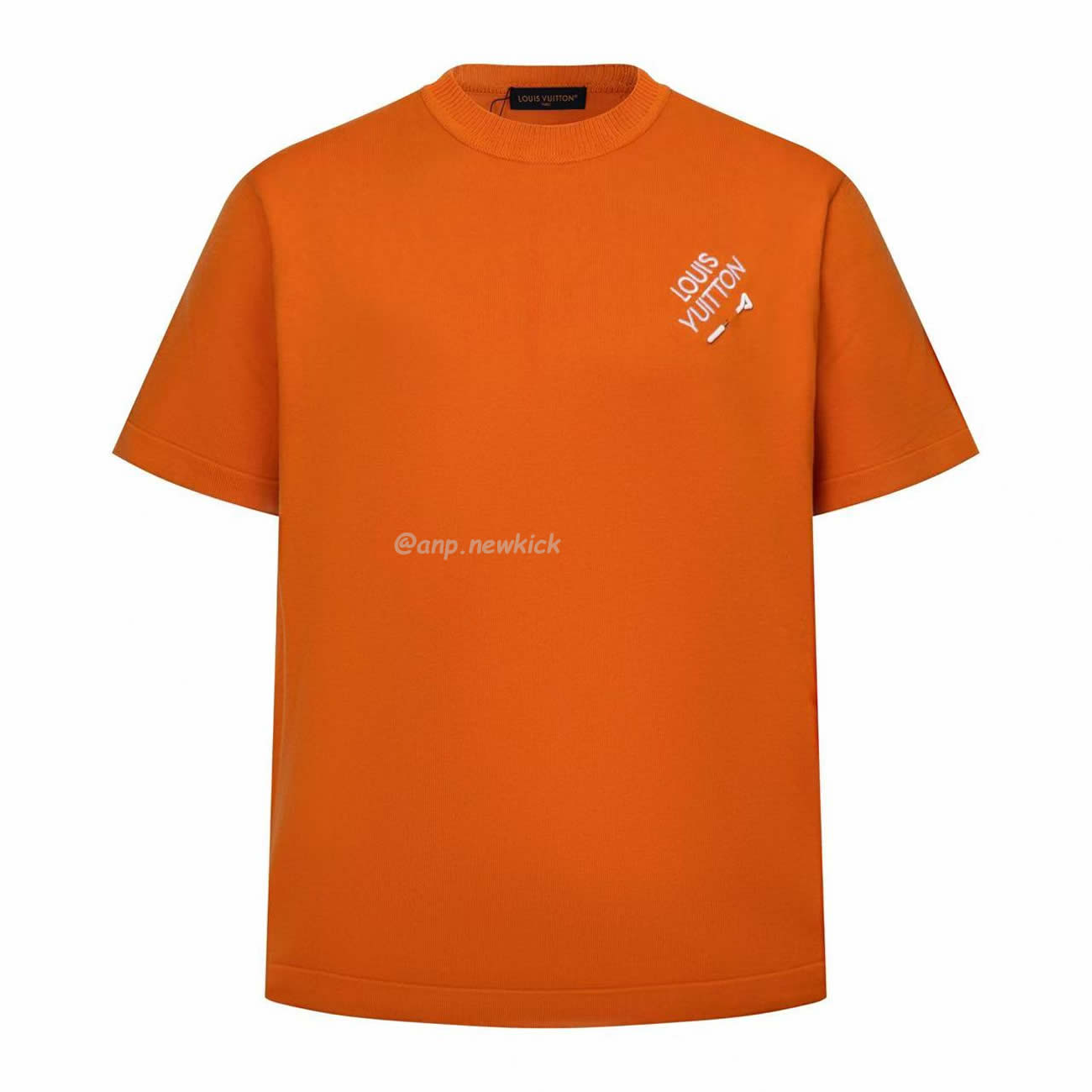 Louis Vuitton Pin Knit Short Sleeve Embroidered Logo Orange T Shirt (1) - www.newkick.vip