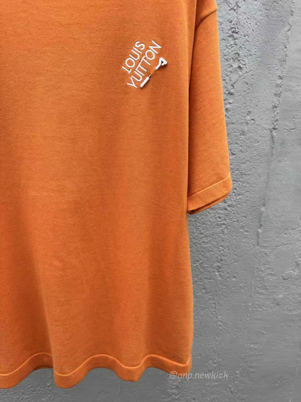 Louis Vuitton Pin Knit Short Sleeve Embroidered Logo Orange T Shirt (3) - www.newkick.vip