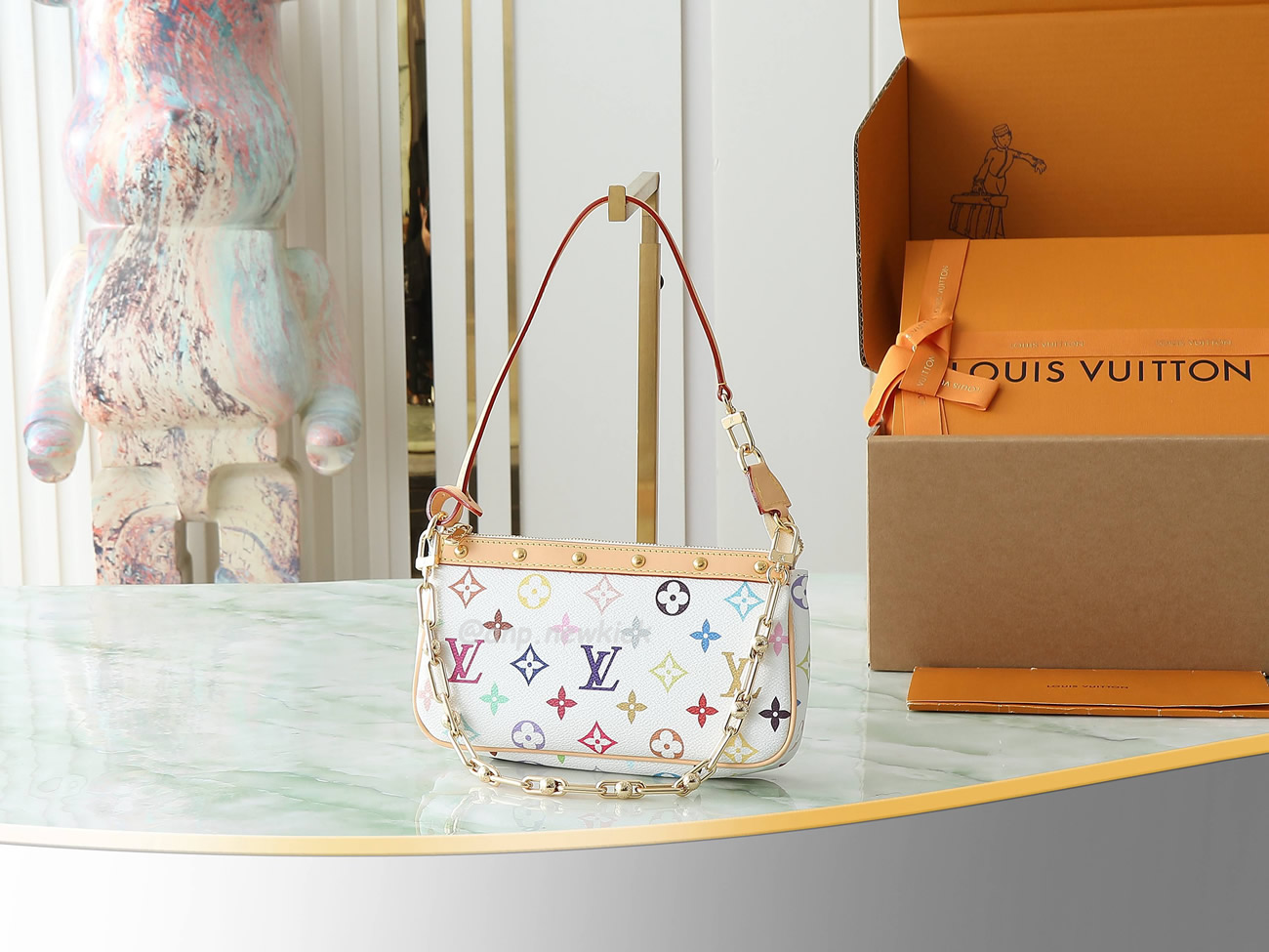 Louis Vuitton X Takashi Murakami Pochette Accessoires White Multicolored M13404 (6) - www.newkick.vip