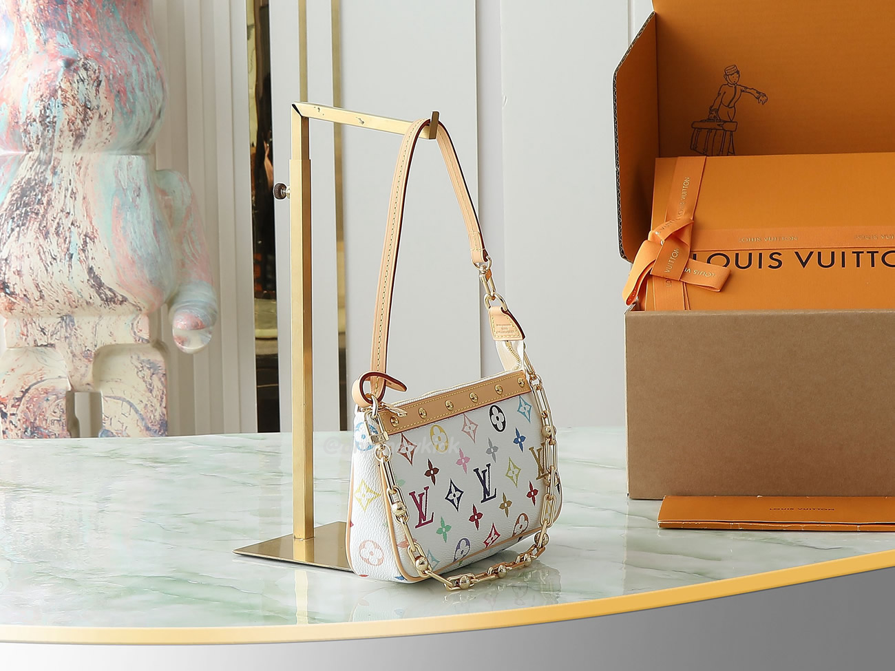 Louis Vuitton X Takashi Murakami Pochette Accessoires White Multicolored M13404 (7) - www.newkick.vip