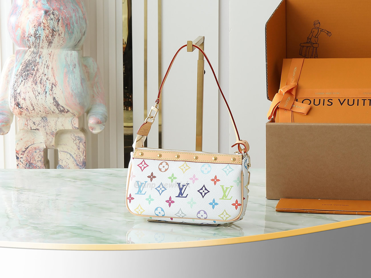 Louis Vuitton X Takashi Murakami Pochette Accessoires White Multicolored M13404 (9) - www.newkick.vip