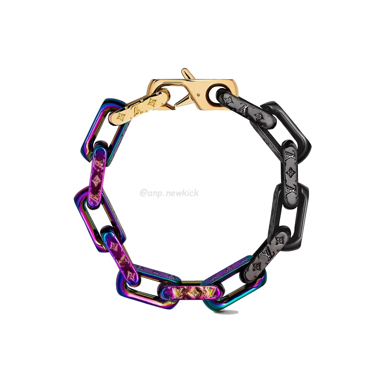 Louis Vuitton Chain Bracelet Engraved Monogram Colors Black Gold Multicolor M68242 (1) - www.newkick.vip