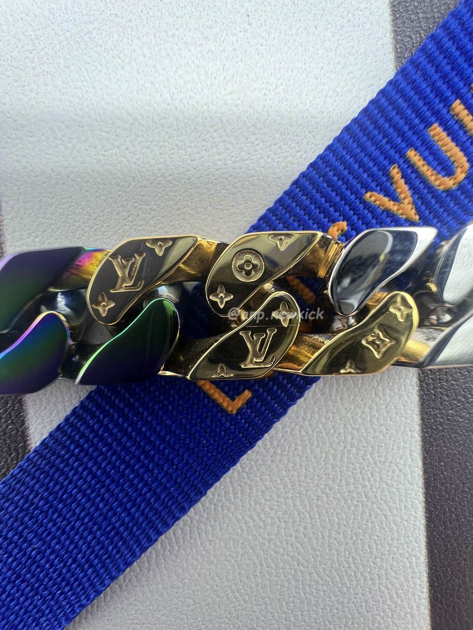 Louis Vuitton Chain Monogram Colors Black Gold Multicolor (6) - www.newkick.vip